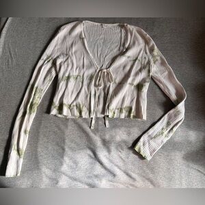 Garage Green and White Ribbed Crop Top